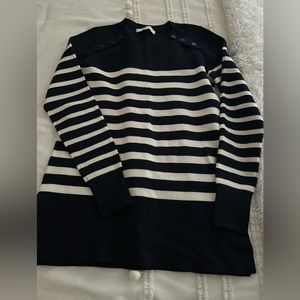 Loft XS tunic like navy and white stipe top